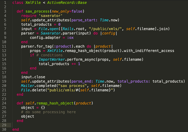 Fast XML parsing with SAX and Sidekiq